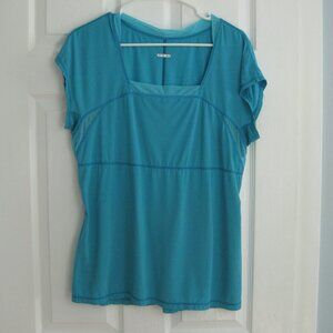 Lululemon Women's Mesh Shirt Size 10 Teal Blue Lightweight Short Sleeves